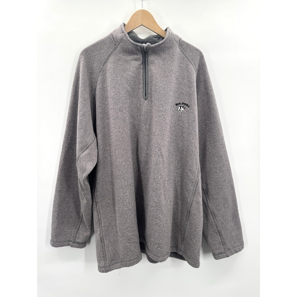 Vintage Big Dogs Men Sweatershirt 3X Mock Neck 1/4 Zip Gray Knit Fleece Outdoors